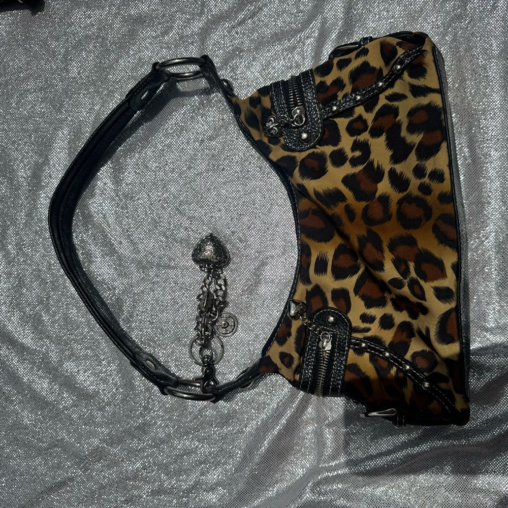 Kathy Van Zeeland Leopard Print Handbag with Black Accents